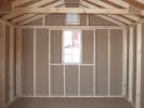 10x12 Front Entry Peak Style Storage Shed Interior with Gable End Vents and Window in Back